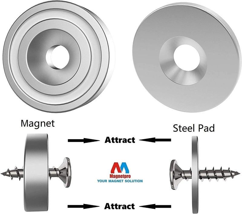 Magnetpro 12 Pieces Neodymium Magnets 25 LB Force, Strong Magnets Size 0.79"*0.28" with Countersunk Hole and Steel Capsule, Pot Magnet with 12 Steel Counterparts - Image 3